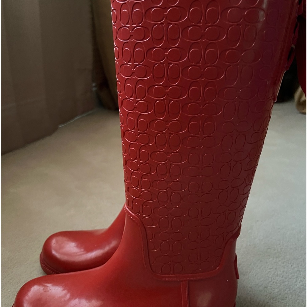 Coach Coral/Pink tall rain boots